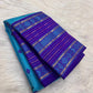 Turquoise Blue pure silk Kanchi Pattu saree, Varisaipet weave with Royal Purple border — body weave close-up
