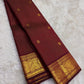 Deep Burgundy pure silk Kancheepuram saree — vairaoosi close-up