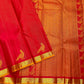 Handwoven Vairaoosi Kancheepuram saree in vermilion red, full view