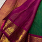 Emerald-green pure silk KanchiPattu Vairaoosi saree, folded view — Idam Living
