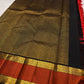Vermilion Orange Handwoven Pure Silk KanchiPattu Saree with Rettapet Lines and Rust Manthulir Border