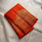 Handwoven vermilion orange Kancheepuram silk saree, Idam Living