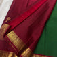 Peacock Green Vairaoosi Stripes Lightweight Pure Silk Kanchipuram Saree with Arakku Peacock Border – zari border motif detail