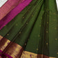 Forest green and raspberry pink Kanchipuram saree pallu detail