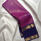 Raspberry pink Kanjivaram saree with royal purple Rettapet border, close view