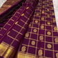 Royal Purple Handwoven Pure Silk Kanchipuram Saree with Zari Kattam Border