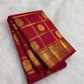 Raspberry Pink Handwoven Pure Silk Kanjipuram Saree with Mayil Chakram Zari Motifs
