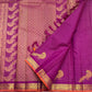 Kathiripoo magenta-purple Kanchipuram silk saree showing closely set Vairaoosi zari lines and gold Kili motifs