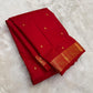 Classic Red Handwoven Pure Silk Kancheepuram Saree with Small Gold Buttas & Petite Zari Elephant Border