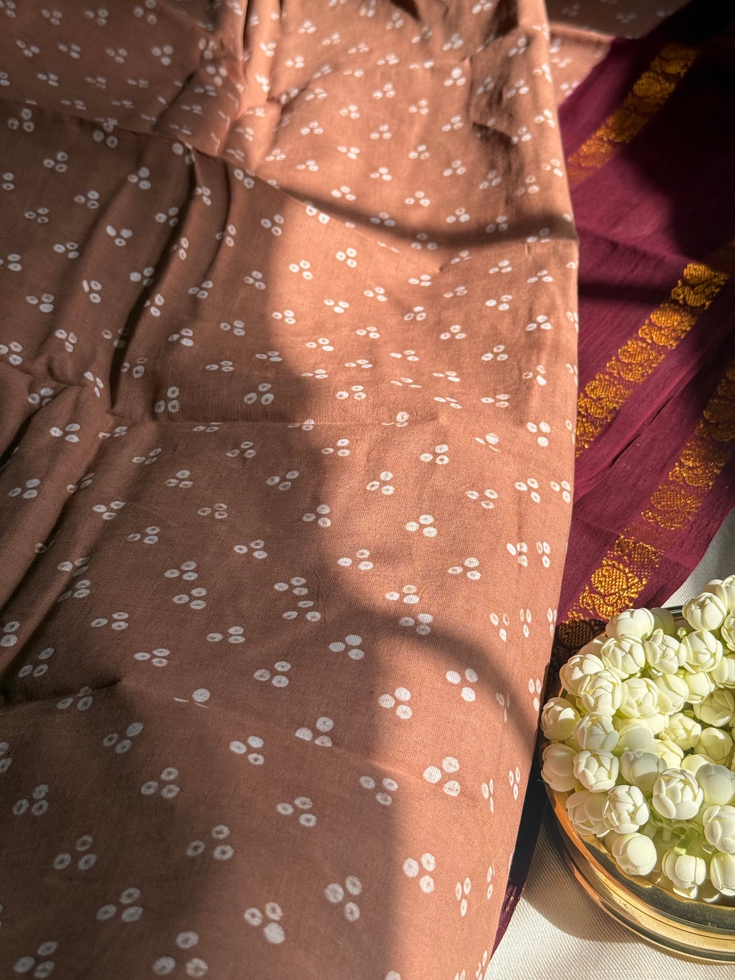 Heritage Madurai Sungudi handloom cotton saree — pure cotton, ships from USA