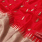 Hibiscus red Minakari parrot Pattu Silk Chanderi saree by Idam Living