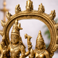 Hindu divine couple Shiva and Parvati on sacred Nandi brass statue 9 inches tall