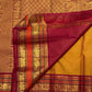 Pure silk Kanchipuram Zari Kattam saree with gold zari highlights on brown silk