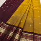 Harvest Gold Handwoven Pure Silk Kanchipuram Butta Saree with Maroon Border – view 3