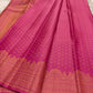 Hot pink Kanchi Pattu saree with zari woven butta and peacock motif border — Idam Living