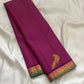 Handwoven hot pink Kanjipuram pure silk saree with fine Vairaoosi zari shimmer body and contrast forest green border