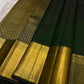Dense gold Varisaipet pallu on hunter green Zari Kattam Kanjivaram saree