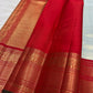 Ice blue Kanchi Pattu tissue Korvai saree with red border