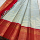 Ice blue pure silk Kanjeevaram Korvai saree with gold zari