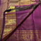 Aubergine Purple Handwoven Pure Silk Kanchipuram Saree with Vairaoosi Grand Gold Zari Border