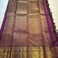 Aubergine Purple Handwoven Pure Silk Kanchipuram Saree with Vairaoosi Grand Gold Zari Border
