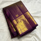Aubergine Purple Handwoven Pure Silk Kanchipuram Saree with Vairaoosi Grand Gold Zari Border