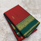Sindoor Red and Peacock Green Handwoven Lightweight Pure Silk Kanjivaram Saree: view 3