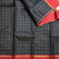Midnight Black Pure Silk Kanjeevaram Zari Kattam Saree with Muthu Seer Checks – view 4