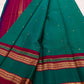 Peacock Green and Magenta Handwoven Lightweight Pure Silk Kanchipuram Saree: view 1