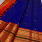 Royal Cobalt Blue and Antique Gold Kanchipuram Silk Saree – Blue and Gold Drape View
