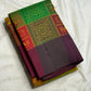 Bomkai motif panel detail on handwoven Kanchi pure silk saree in forest green Idam Living
