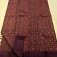 Bomkai motif panel detail on deep chocolate Kanjivaram pure silk saree Idam Living