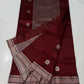 Pleats detail of Deep Burgundy Pure Silk Chanderi Saree