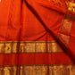 Burnt Orange Oosi Kattam Pure Kancheepuram silk saree, full drape