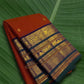 Burnt Rust and Violet Handwoven Pure Silk Kanchipuram Saree with Traditional Yaanai Korvai Border