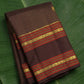 Deep Cocoa Brown and Crimson Red Handwoven Pure Silk Kanchipuram Saree with Oosi Vaanam Rettapet Border