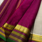 Silver Ash and Rani Pink Handwoven Lightweight Pure Silk Kancheepuram Saree: view 3