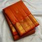 Sunset Orange handwoven Pure Silk Kanjivaram saree, full drape