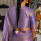 Lavender Violet Handwoven Pure Silk KanchiPattu Saree with Antique Gold Zari Buttas and Ornamental Border