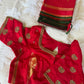 Hand embroidered maroon brown silk blouse with maggam embroidery and kemp stone work handcrafted in New Jersey