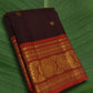 Paaku Brown and Vermillion Red Handwoven Pure Silk Kanchipuram Saree with Sorgavaasal Yaanai Korvai Border