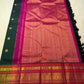 Deep Bottle Green and Amber Kanchipuram Silk Saree – Amber Silk Thread Border Closeup