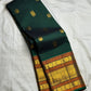Deep Bottle Green and Amber Kanchipuram Silk Saree – Varisaipet Border Detail