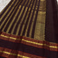 Deep Cocoa Brown and Crimson Red Handwoven Pure Silk Kanchipuram Saree with Oosi Vaanam Rettapet Border