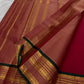 Deep Red and Black Handwoven Pure Silk Kanchipuram Saree with Gold Zari Band Border.