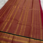 Deep Red and Black Handwoven Pure Silk Kanchipuram Saree with Gold Zari Band Border.