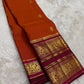 Burnt Terracotta and Jamun Purple Kanchipuram Silk Saree – Elephant Archway Border Detail