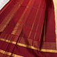 Gold Beige and Maroon Handwoven Pure Silk Kanchipuram Saree with Zari Stripe Border.