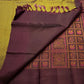 Rich magenta motif border on deep chocolate Kancheevaram pure silk saree Idam Living
