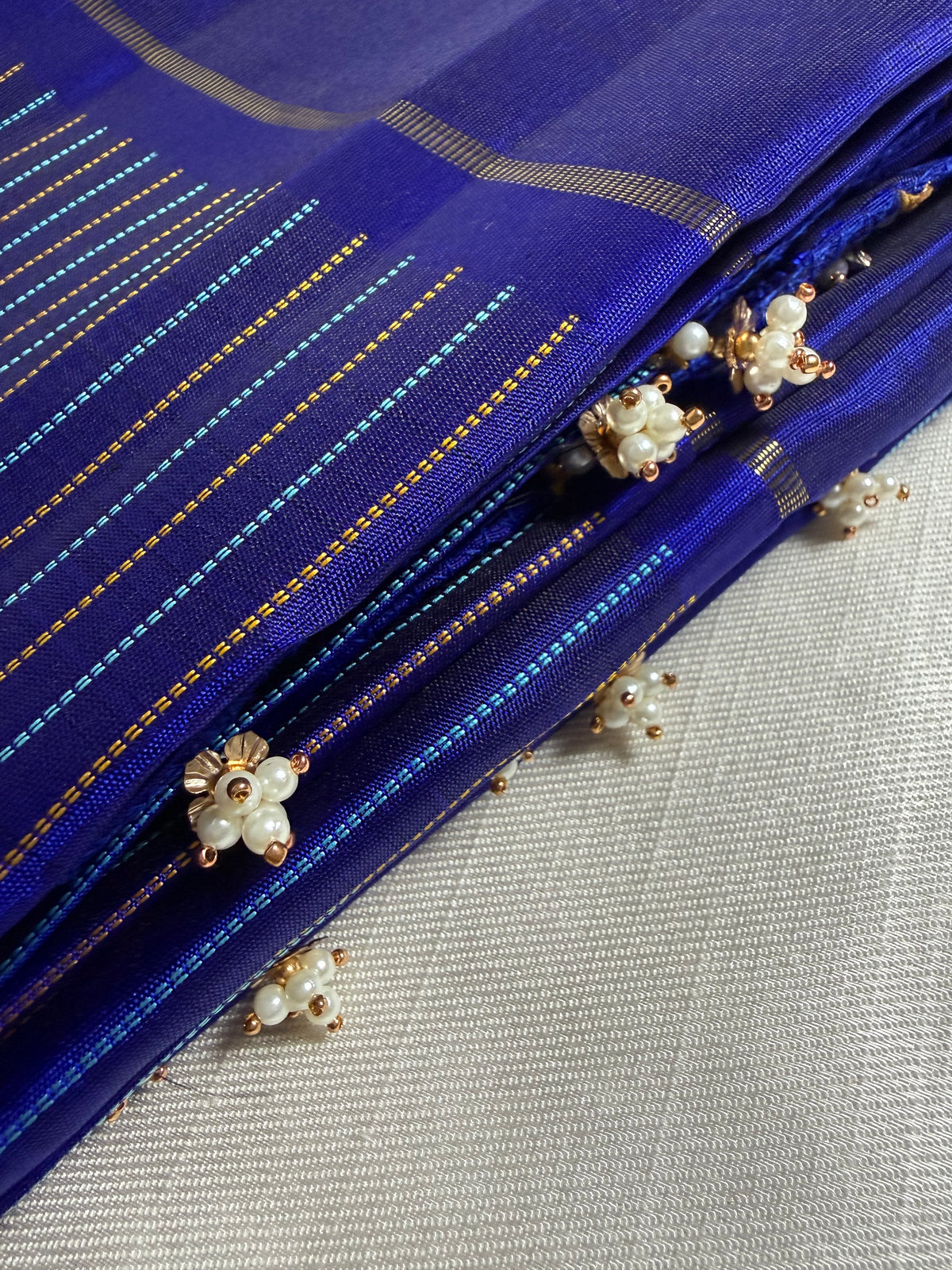 Handmade silk thread tassels for an Idam Living saree